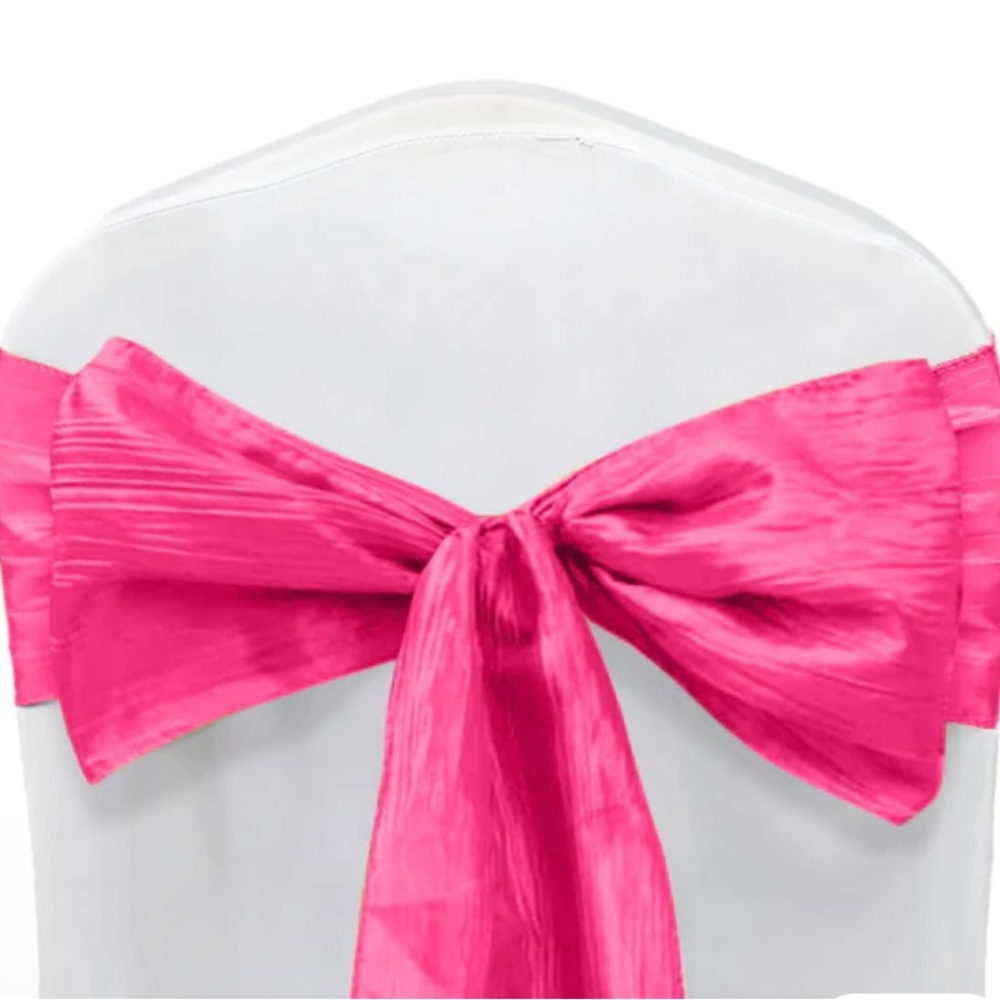 10 fuschia crinkle taffeta chair sashes.